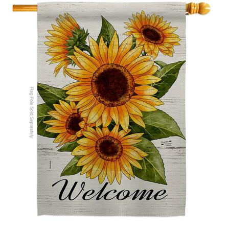 ANGELENO HERITAGE Happiness Sunflowers Floral Double-Sided Garden Decorative House Flag, Multi Color AN579098